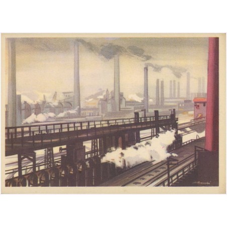 Rewers: Proj. J. M. Brzeski. Ogólny widok huty żelaza