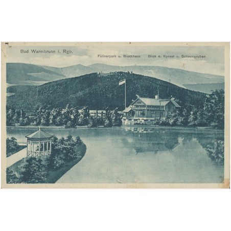 Bad Warmbrunn i. Rgb. Füllnerpark u. Blockhaus. Blick n. Kynast u. Schneegruben