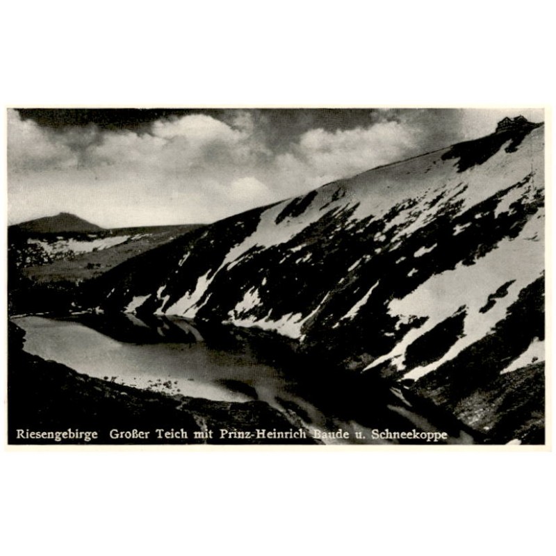 Riesengebirge. Großer Teich mit Prinz-Heinrich Baude u. Schneekoppe