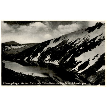 Riesengebirge. Großer Teich mit Prinz-Heinrich Baude u. Schneekoppe