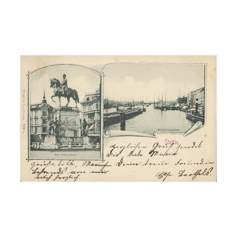 Stettin. Kaiser Wilhelm Denkmal. Blick vor den Langenbrücke