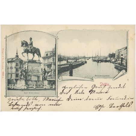 Stettin. Kaiser Wilhelm Denkmal. Blick vor den Langenbrücke