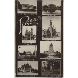 Poznań. Bibl. Raczyńskich. Teatr. Tum. Ratusz. Muzeum. Zamek. Uniwersytet. Pomnik Mickiewicza