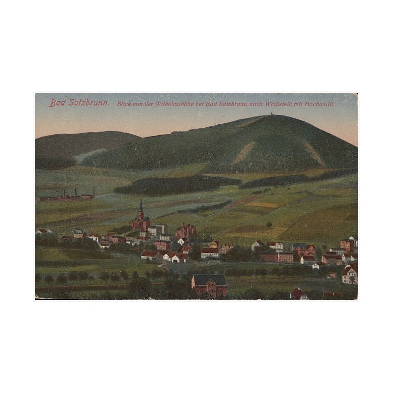 Bad Salzbrunn. Blick von der Wilhelmshöhe bei Bad Salzbrunn nach Weißstein mit Hochwald