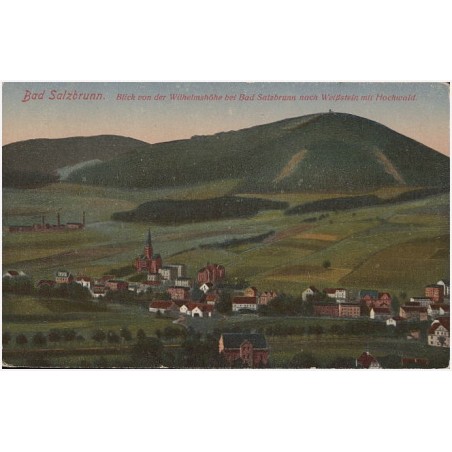Bad Salzbrunn. Blick von der Wilhelmshöhe bei Bad Salzbrunn nach Weißstein mit Hochwald