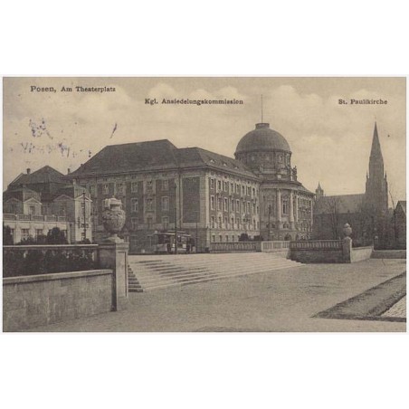 Posen, Am Theaterplatz. Kgl. Ansiedelungskommission. St. Paulkirche