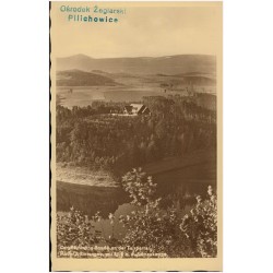 Curt Bachmann-Baude an der Talsperre Mauer i. Riesengeb. mit Blick a. d. Schneekoppe. Ośrodek Żeglarski Pilichowice
