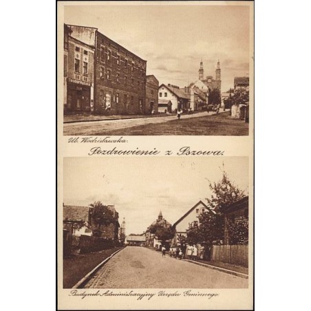 Pozdrowienie z Pszowa. Ul. Wodzisławska. Budynek Administracyjny Urzędu Gminnego.