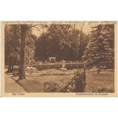 Bad Polzin. Kurhausterrasse im Kurpark