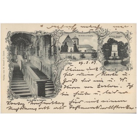 Die hl. Stiege zu Schosnitz. Die Kirche zu Schosnitz. Das Blücher-Mausoleum in Krieblowitz