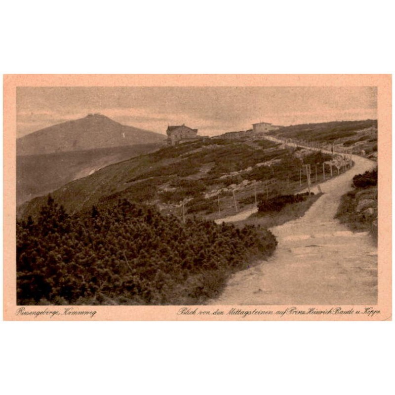 Riesengebirge, Kammweg. Blick von den Mittagsteinen auf Prinz Heinrich Baude u. Koppe