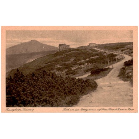 Riesengebirge, Kammweg. Blick von den Mittagsteinen auf Prinz Heinrich Baude u. Koppe