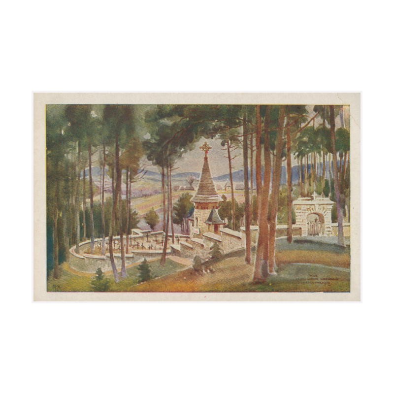Kriegerfriedhof in Leszczyna. Entw. von Oberl. Franz Stark - Gemalt von Lt. Henrich Uziemblo [...]