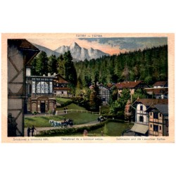 Tatry - Tátra. Smokovec a lomnický štit. Tátrafüred és lomniczi csúsc, Schmecks und die Lomnitzr Spitze.