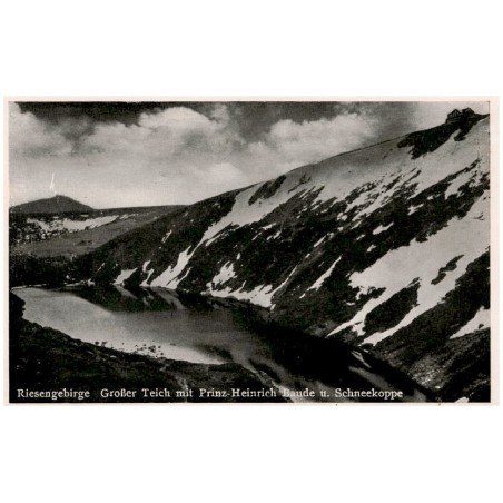 Riesengebirge. Großer Teich mit Prinz-Heinrich Baude u. Schneekoppe