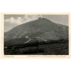 Riesengebirge. Schneekoppe 1620 m, Schlesierhaus u. Riesenbaude