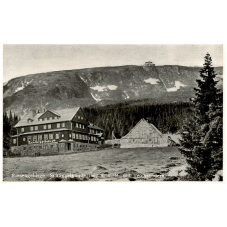 Riesengebirge. Schlingelbaude 1067 m ü. M. mit Teichrändern