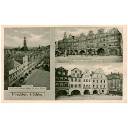 Hirschberg i. Schles. Butterlaube, Blick vom Rathaus gegen die kath. Kirche. Stricker- oder Weißgerberlaube. Am Markt