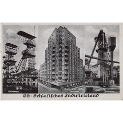 OstSchlesisches Industrieland. Förderturm. Kattowitz O/S. Hochhaus. Hochofen
