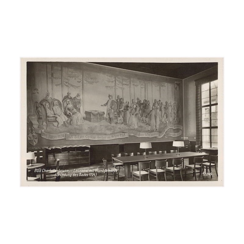 Bad Charlottenbrunn, Lesesaal mit Wandgemälde (Gründung des Bades 1724)