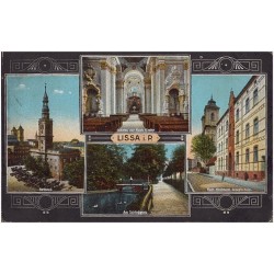 Lissa i. P. Rathaus. Inneres der Kath. Kirche. Am Schloßplatz. Kath. Kirchturm Josephsheim