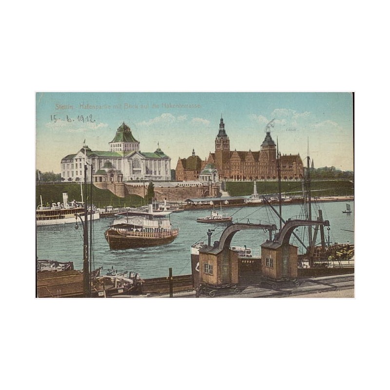 Stettin - Hafenpartie mit Blick auf die Hakenterrasse