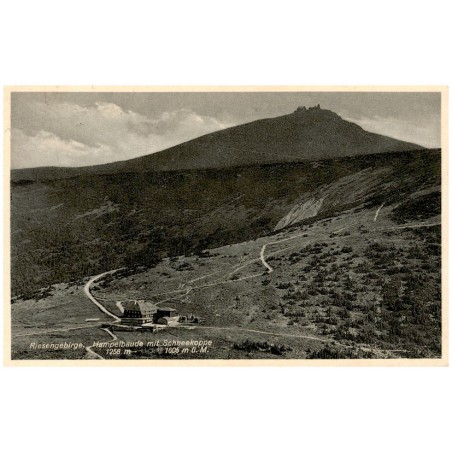 Riesengebirge. Hampelbaude 1258 m mit Schneekoppe 1605 m ü. M.