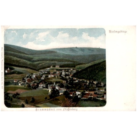 Riesengebirge. Krummhübel vom Pfaffenberg / Rewers: Es Grüsset viele Tausendmal der Herr der Berge Rübezahl.