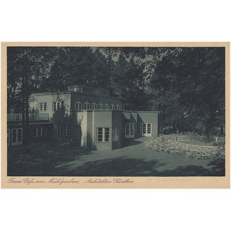 Tanz-Café am Mühlgraben. Architektur Günther. Gugali. Deutsche Gartenbau- und Schlesische Gewerbe-Ausstellung Liegnitz 1927. Kün