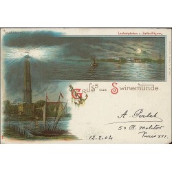 Gruss aus Swinemünde. Lootsenstation u. Zeitballthurm