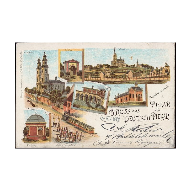 Pozdrowienie z Niem. Piekar G./S. Gruss aus Deutsch-Piekar. Marienkirche. Ostthor. Brama wschodnia. Kalwarienberg. Abendmahl. Wi