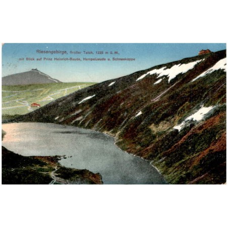 Riesengebirge, Großer Teich, 1225 m ü. M., mit Blick auf Prinz Heinrich-Baude, Hampelbaude u. Schneekoppe.