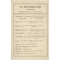 A. Schindler. Warszawa Marszałkowska 12. - Telefon 101-73