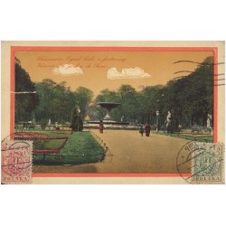 Warszawa. Ogród Saski z fontanną. Varsovie. Le jardin de Saxe