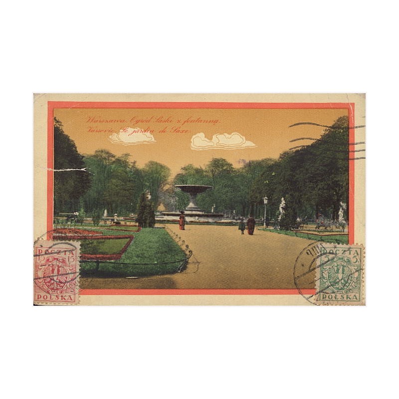 Warszawa. Ogród Saski z fontanną. Varsovie. Le jardin de Saxe