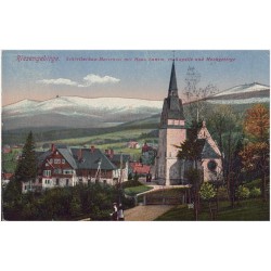 Riesengebirge. Schreiberhau-Mariental mit Haus Sunem, ev. Kapelle und Hochgebirge