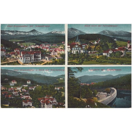 Ober-Krummhübel mit der Schneekoppe. Ober-Krummhübel u. Blick auf Brückenberg. Blick nach der Schneekoppe. Talsperre mit Schneek