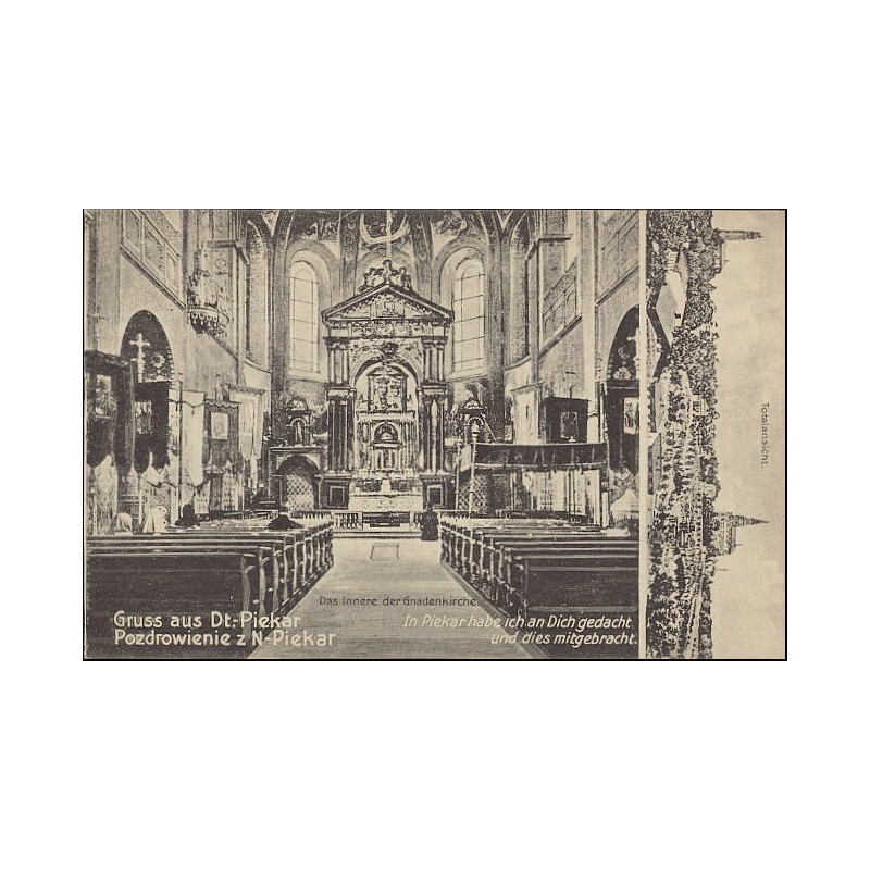 Gruß aus Dt.-Piekar. Pozdrowienie z N-Piekar. Das Innnere der Gnadenkirche. Totalansicht. / Rewers: Karta No. 8. Wewnątrz Kościo