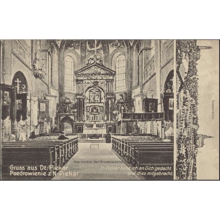 Gruß aus Dt.-Piekar. Pozdrowienie z N-Piekar. Das Innnere der Gnadenkirche. Totalansicht. / Rewers: Karta No. 8. Wewnątrz Kościo