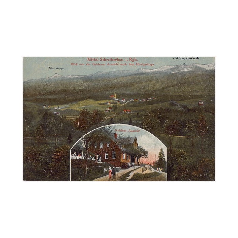 Mittel-Schreiberhau i. Rgb. Blick von der Goldenen Aussicht nach dem Hochgebirge. Goldene Aussicht