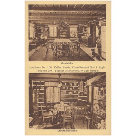 Landhaus Nr. 100. Kaffe Baude, Ober-Krummhübel i Rsgb. [...] Gaststube. Laborantenstübel