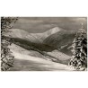 Riesengebirge. Blick vom Lenzenberg nach Schneekoppe, Riesenbaude, Riesengrund und Petzer. Künstlerkarte.