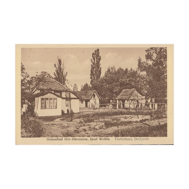 Ostseebad Ost-Dievenow, Insel Wollin. Fischerhaus, Dorfpartie
