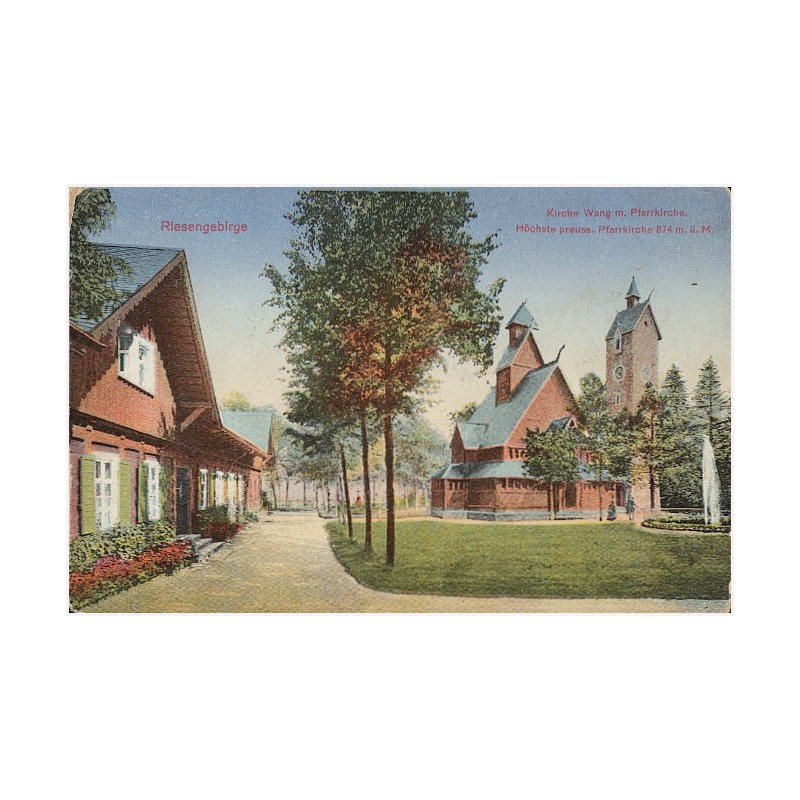 Riesengebirge. Kirche Wang m. Pfarrkirche. Höchste preuss. Pfarrkirche 874 m. ü. M