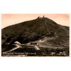 Riesengebirge, Schneekoppe 1605 m ü. d. M. mit Schlesierhaus u. Riesenbaude. 48737
