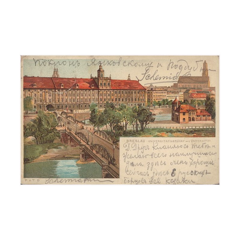 Breslau. Universitätsbrücke mit Universität