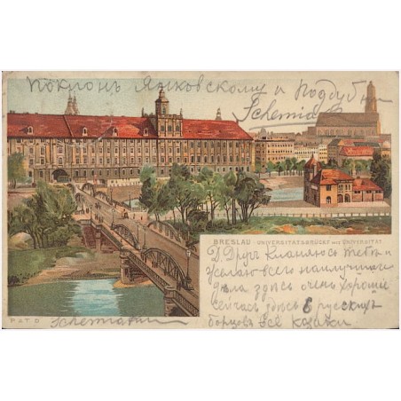 Breslau. Universitätsbrücke mit Universität
