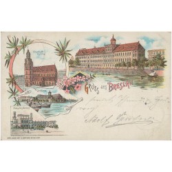 Gruss aus Breslau. Elisabeth Kirche. Universitat. Sandkirche. Oberschles. Bahnhof