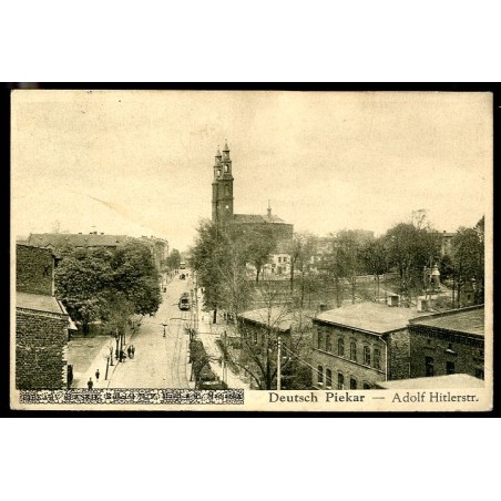 Piekary Śląskie. Kościół N. P. Marji z ulicą Marjacką. Deutsch Piekar - Adolf Hitlerstr. / Rewers: Fot. P. Pietruszka, Piekary Ś