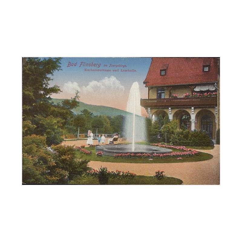Bad Flinsberg im Isergebirge. Kurhausterrasse und Lesehalle